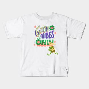 Good vibes - cute vintage anime frog Kids T-Shirt